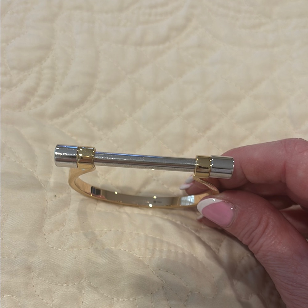 Gold and Silver BAR Bangle Bracelet